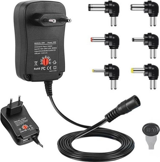 Picture of Zasilacz do laptopa Aptel 30 W, Wiele wtyczek, 1.2 A, 12 V (PLP52A)