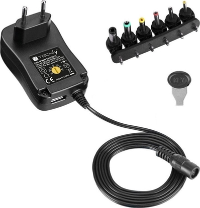 Attēls no Zasilacz do laptopa Techly Zasilacz sieciowy Techly Uniwersalny Regulowany 3-12V 2.25A 27W USB 5V 1A