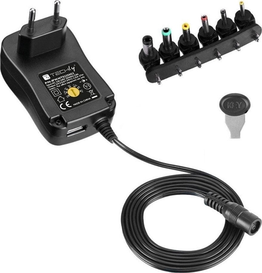 Picture of Zasilacz do laptopa Techly Zasilacz sieciowy Techly Uniwersalny Regulowany 3-12V 2.25A 27W USB 5V 1A
