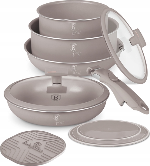 Picture of ZESTAW GARNKÓW TYTANOWYCH 9 ELEM. BERLINGER HAUS BH-8255 TAUPE
