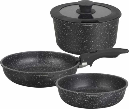 Attēls no Zestaw garnków z odpinan rczka komplet 3 sztuk czarne marmurkowe Klausberg KB 7858