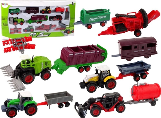 Picture of Zestaw Pojazdów Rolniczych Traktor 12 Sztuk Metal LEAN Toys