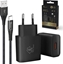 Attēls no adowarka ExtraLink EXTRALINK SMART LIFE SET01 CABLE + CHARGER: 15W 5V 3A, USB-USB-C, 200CM / 12W 5V 2.4A (BLACK)