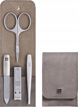 Picture of Zwilling PREMIUM snap fastener leather case, taupe, 4 pcs.