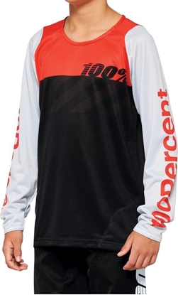 Attēls no 100% Koszulka juniorska 100% R-CORE Youth Jersey dugi rkaw black racer red roz. L (NEW 2022)