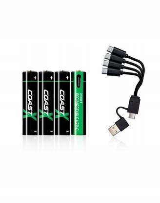Attēls no 1x4 Coast Zithion-X Micro AAA Battery USB-C Charging Port