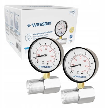 Изображение 2x manometr + 2x adapter do systemów filtracji wstpnej (WES6010-MA)