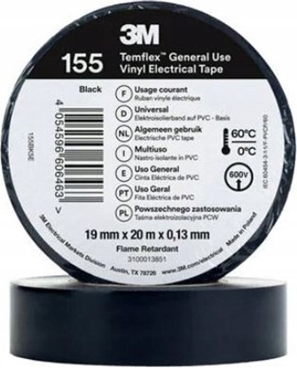 Attēls no 3M Tama izolacyjna 19mm x 20m PCW Temflex 155 czarna 7100184744