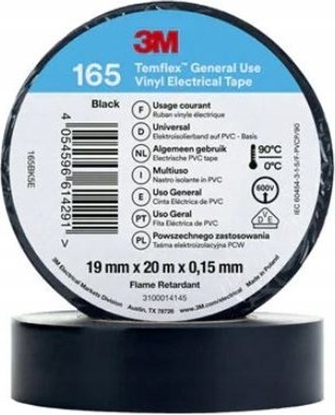 Attēls no 3M Tama izolacyjna 19mm x 20m PVC Temflex 165 czarna 7100184800