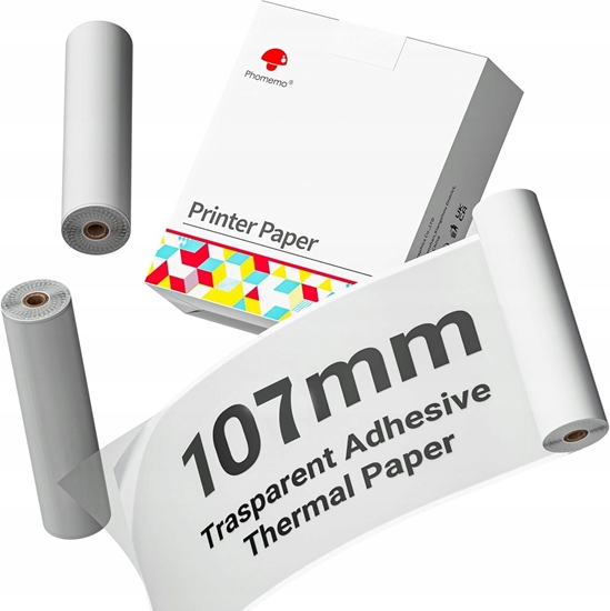 Picture of 3x Papier Wkad Rolka Naklejka Przezroczysty 110mm Do Phomemo M832 M04 S As / Q22-ttrms-107