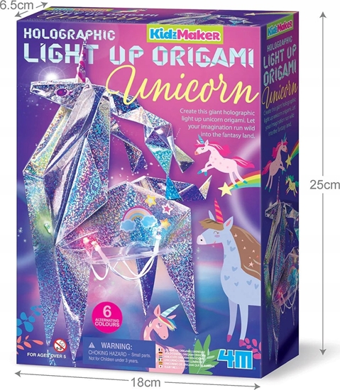 Изображение 4M 4M KidzMaker DIY set Holographic Light Up Origami Unicorn