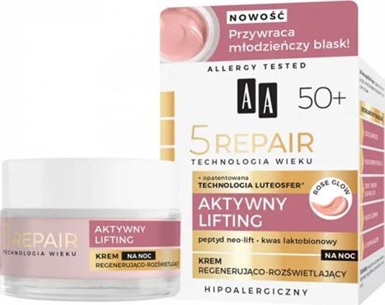 Изображение AA Technologia Wieku 5Repair 50+ Aktywny Lifting krem na noc regenerujco-rozwietlajcy 50ml