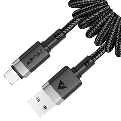 Picture of Acefast C14-04 USB-A uz USB-C Pavasara Kabeļa 3A Ātrā Uzlāde un Datu Sinhronizācija Elastīgs Kupera Dizains Melns