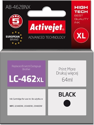Picture of Activejet AB-462BNX Tusz (zamiennik Brother LC-462XLBK; Supreme; 64 ml; czarny).
