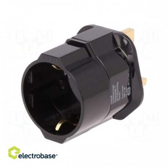 Picture of Adapter; Out: EU; Plug: with earthing; Colour: black; Input: UK