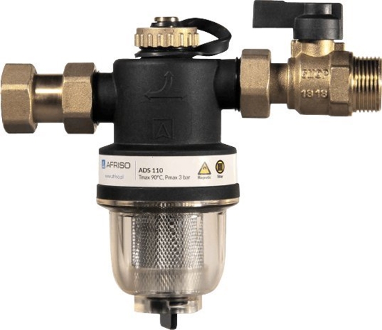 Изображение Afriso Kompaktowy magnetyczny separator zanieczyszcze ADS 110, uniwersalne przycza G3/4", Kvs 5,2 m3/h, z zaworem