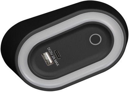 Picture of AGRA lampka podszafkowa LED 2,5W, 80lm, 4000K, z wcznikiem bezdotykowym i funkcj adowania USB A+C, czarna