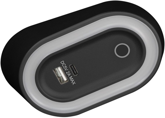 Picture of AGRA lampka podszafkowa LED 2,5W, 80lm, 4000K, z wcznikiem bezdotykowym i funkcj adowania USB A+C, czarna