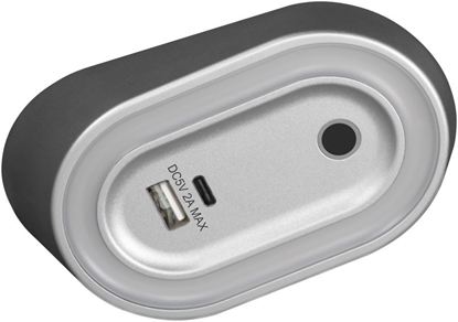 Picture of AGRA lampka podszafkowa LED 2,5W, 80lm, 4000K, z wcznikiem bezdotykowym i funkcj adowania USB A+C, szara