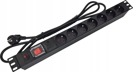 Picture of Alantec Listwa zasilajca 19" 230V - 7 gniazd (typu E - CEE 7/5), z wycznikiem LED, z zabezpieczeniami kabel 1,8m CEE 7/7 (PZ021)