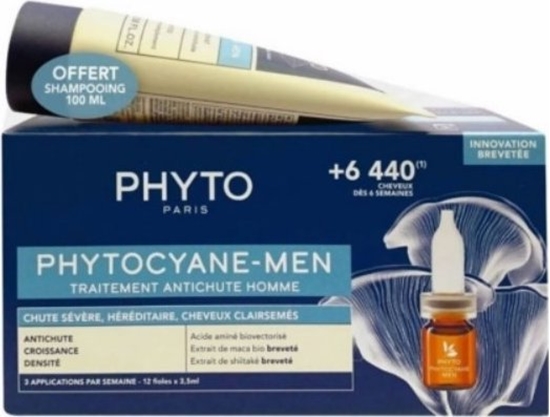 Изображение Alkotest PHYTO_SET Cyane Men Anti-Loss Treatment szampon przeciw wypadaniu wosów 100ml + ampuki do wosów 12 x 3,5ml