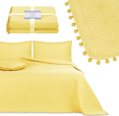 Attēls no AmeliaHome AmeliaHome Narzuta pikowana z pomponami MEADORE 240x260 miodowa