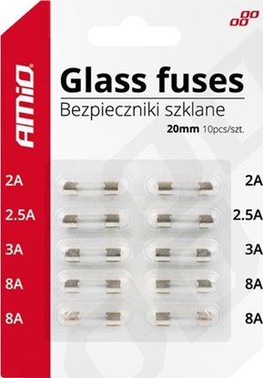 Изображение AMiO Bezpieczniki szklane mini (20mm) 10 szt.