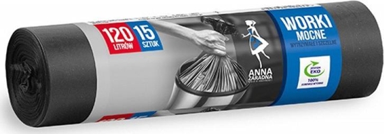 Изображение Anna Zaradna Worki na mieci ANNA ZARADNA, mocne, 120 l, 15 szt., czarne