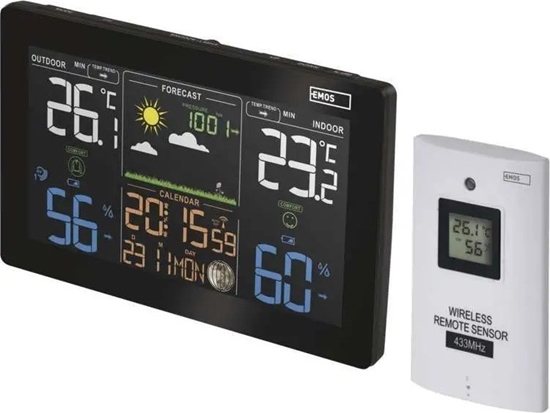 Изображение Antena Emos Bezprzewodowa stacja pogodowa Emos E5111 ekran dotykowy komunikacja radiowa do 50m czarna