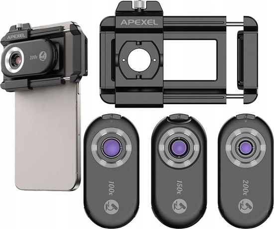 Изображение Apexel 3x Obiektyw MIKROSKOP CYFROWY 200x 150x 100x Filtr CPL do Telefonu Telefon / APL-MS3IN1