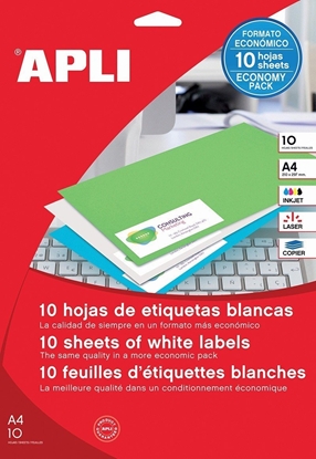 Attēls no Apli Etykiety uniwersalne APLI, A4, 210x297 mm, 10 szt., biae