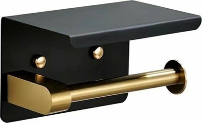 Изображение Aptel azienkowy Uchwyt na Papier Toaletowy z Pók na Telefon czarno-zoty AG887A