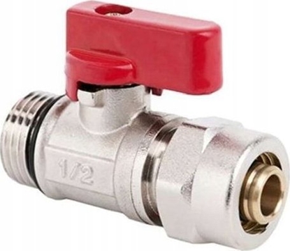 Attēls no Arco Zawór kulowy MINI 1/2" GZ czerwony ze zczk do rur wielowarstwowych 16x2 [40/80]