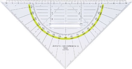 Picture of ARISTO Geodreieck 22,5cm Facette und Tuschenoppen 10Stk.