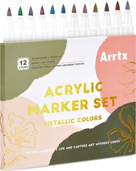 Изображение ARRTX Akriliniai markeriai - flomasteriai ARRTX, 12 spalv, metalini atspalvi