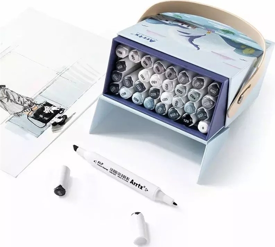 Изображение ARRTX Dvipusiai markeriai - flomasteriai ARRTX Alp, 32 spalv, pilko atspalvi