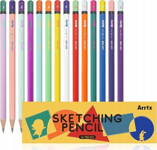 Изображение ARRTX Pietukai eskizams ARRTX, 4H, 3H, 2H, H, F, HB, B, 2B, 3B, 4B, 5B, 6B, 7B, 8B, 14 vnt