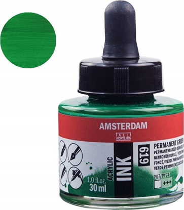 Picture of Artequipment Amsterdam Acrylic Ink Bottle Permanent Green Deep 619