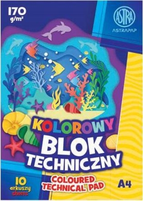 Изображение ASTRA art-pap BLOK TECHNICZNY A410K 170G KOLOROWY ASTRAPAP PAKIET 10 SZTUK