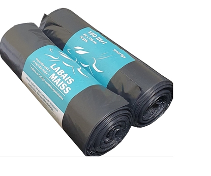 Изображение Atkritumu maisi LABAIS MAISS LDPE, 150l, melni, 80x110cm, 35mk, 10gab
