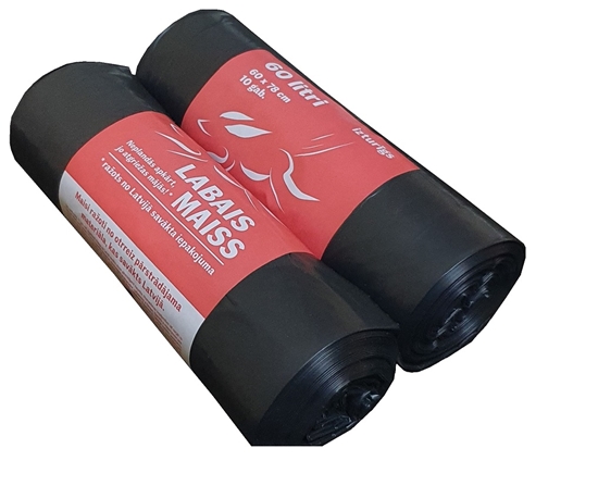 Picture of Atkritumu maisi LABAIS MAISS LDPE, 60l, melni, 60x78cm, 33mk, 10gab