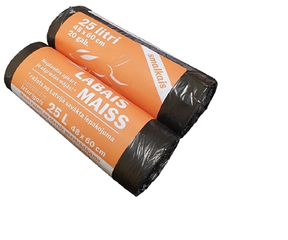 Picture of Atkritumu maisi LABAIS MAISS LDPE, smalkie, 25l, melni, 48x60cm, 10mk, 20gab