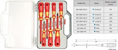 Изображение Atsuktuvu komplektas (7 daliu) elektrikams 1000V SD-8012 Pro'sKit