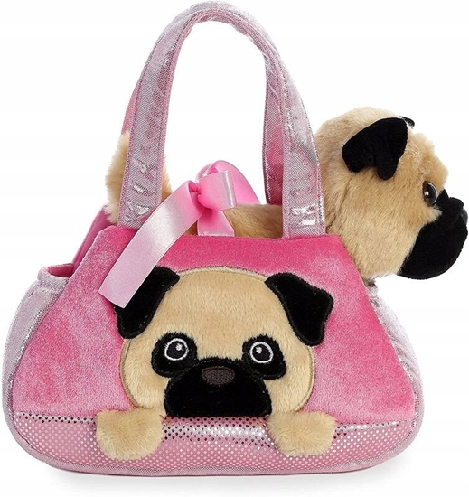 Picture of AURORA Fancy Pals plush toy pug in a bag, 20 cm
