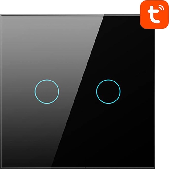 Picture of Avatto Smart Light Switch ZigBee Avatto LZTS02-EU-B2 2 Way No Neutral TUYA (black)