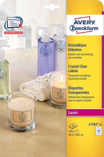 Picture of Avery Zweckform Przezroczyste etykiety na produkty Crystal Clear 63.5 x 38.1 mm (L7782-25)