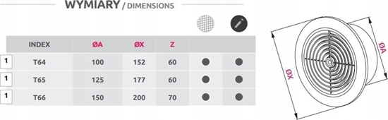 Picture of AWENTA Awenta Classic T65CZ osona wentylacyjna Fi125 czarna