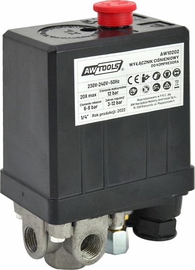 Picture of AWTools AWTOOLS WYCZNIK CINIENIOWY KOMPRESORA 230V 3 WEJCIE 1/4"