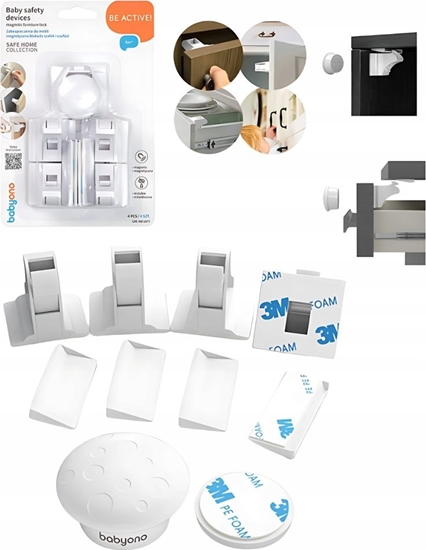 Picture of BABYONO 1577 ZABEZPIECZENIA DO            MEBLI.MAGNETYCZNA BLOKADA SZAFEK I SZUFLAD 4SZT