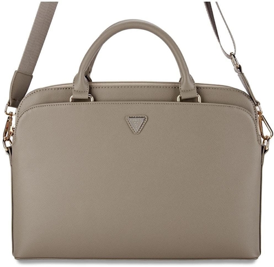 Picture of Bag Guess Grained Zipper Pocket Triangle Logo 15" brown